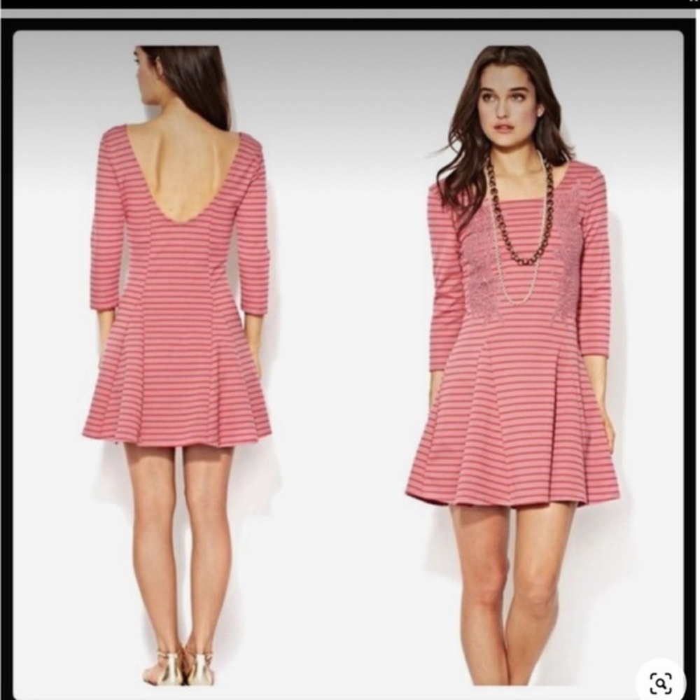 Like New Free People pink/red Fit & Flare Nautical Knotty Dress, M, MSRP $128